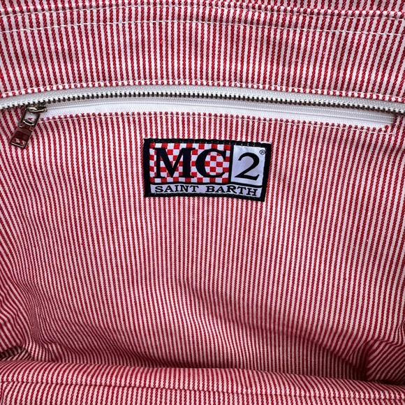 MC2 Saint Barth Vanity Sponge Terry Embossed Purple Orange Beach Tote Bag - Picture 9 of 10